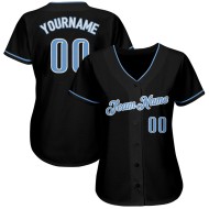 Custom Black Light Blue-White Authentic Baseball Jersey Custom Black Light Blue-White Authentic Baseball Jersey