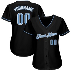 Custom Black Light Blue-White Authentic Baseball Jersey Custom Black Light Blue-White Authentic Baseball Jersey