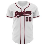 Authentic Baseball White Custom Jersey Black-Crimson Authentic Baseball White Custom Jersey Black-Crimson
