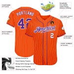Purple-White Pinstripe Baseball Jersey Orange Authentic Custom White Purple-White Pinstripe Baseball Jersey Orange Authentic Custom White