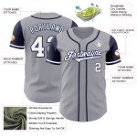 Baseball White-Navy Jersey Authentic Gray Two Custom Tone Baseball White-Navy Jersey Authentic Gray Two Custom Tone