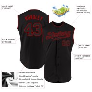 Custom Black Black-Red Authentic Sleeveless Baseball Jersey Custom Black Black-Red Authentic Sleeveless Baseball Jersey
