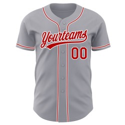 Baseball Custom Red-White Authentic Jersey Gray Baseball Custom Red-White Authentic Jersey Gray