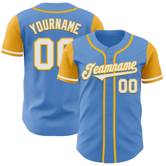 Powder Tone Blue White-Gold Custom Jersey Two Authentic Baseball Powder Tone Blue White-Gold Custom Jersey Two Authentic Baseball
