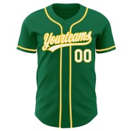 Custom Kelly Green White-Gold Authentic Baseball Jersey Custom Kelly Green White-Gold Authentic Baseball Jersey