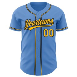 Custom Blue Powder Jersey Baseball Authentic Yellow-Navy Custom Blue Powder Jersey Baseball Authentic Yellow-Navy