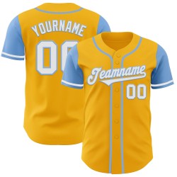 White-Light Jersey Tone Authentic Gold Two Custom Blue Baseball