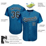 Custom Blue Baseball 3D Jersey Authentic Black-White Pattern Design Custom Blue Baseball 3D Jersey Authentic Black-White Pattern Design