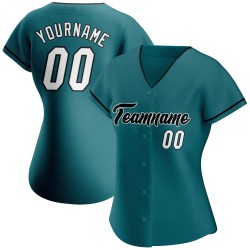 White-Black Jersey Custom Baseball Authentic Teal White-Black Jersey Custom Baseball Authentic Teal
