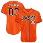 Custom Brown-White Baseball Jersey White Pinstripe Authentic Orange Custom Brown-White Baseball Jersey White Pinstripe Authentic Orange