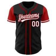Authentic Baseball White-Red Tone Custom Jersey Two Black Authentic Baseball White-Red Tone Custom Jersey Two Black