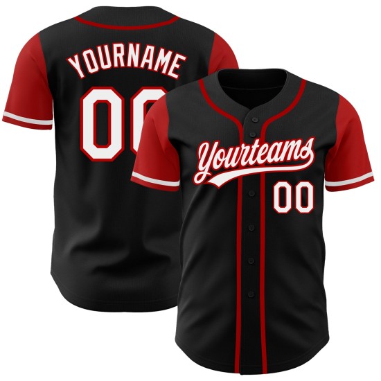 Authentic Baseball White-Red Tone Custom Jersey Two Black Authentic Baseball White-Red Tone Custom Jersey Two Black