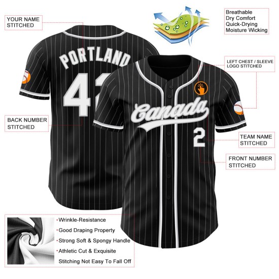 Custom Pinstripe Gray Jersey Authentic White Baseball Black Custom Pinstripe Gray Jersey Authentic White Baseball Black