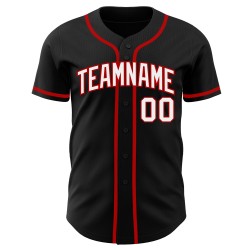 Custom Black Authentic White-Red Jersey Baseball Custom Black Authentic White-Red Jersey Baseball
