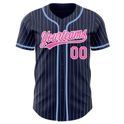 Navy White Authentic Baseball Pinstripe Jersey Custom Pink Navy White Authentic Baseball Pinstripe Jersey Custom Pink