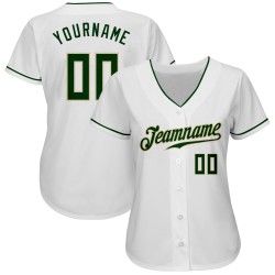 Baseball Custom Green-Cream Authentic White Jersey Baseball Custom Green-Cream Authentic White Jersey