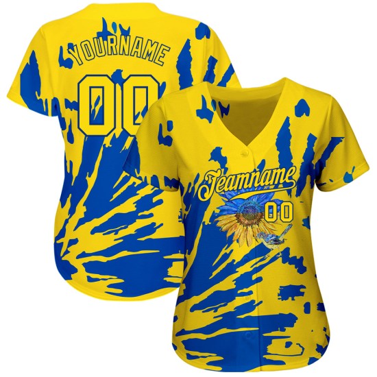 Baseball Sunflower Ukraine Authentic Design Pattern Custom Nightingale 3D Jersey Baseball Sunflower Ukraine Authentic Design Pattern Custom Nightingale 3D Jersey