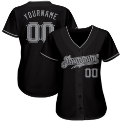 Custom Baseball Black Gray-White Authentic Jersey Custom Baseball Black Gray-White Authentic Jersey