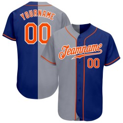 Authentic Jersey Baseball Royal Orange-Gray Custom Split Fashion
