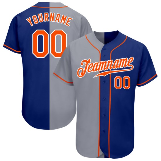 Authentic Jersey Baseball Royal Orange-Gray Custom Split Fashion Authentic Jersey Baseball Royal Orange-Gray Custom Split Fashion