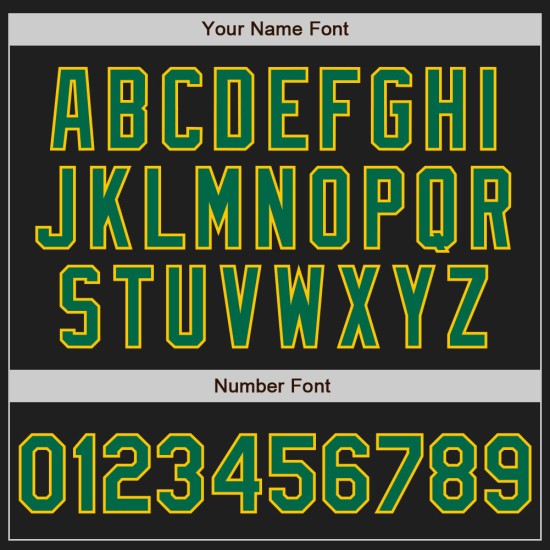 Custom Kelly Jersey Baseball Black Authentic Green-Gold Custom Kelly Jersey Baseball Black Authentic Green-Gold