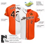 Baseball Fashion Custom Split Brown-White Jersey Authentic Orange Baseball Fashion Custom Split Brown-White Jersey Authentic Orange