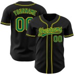 Custom Kelly Jersey Baseball Black Authentic Green-Gold Custom Kelly Jersey Baseball Black Authentic Green-Gold