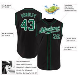 Kelly Black Green-White Sleeveless Authentic Jersey Custom Baseball Kelly Black Green-White Sleeveless Authentic Jersey Custom Baseball