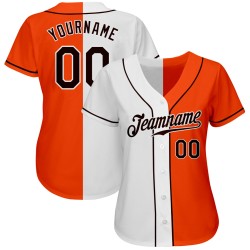 Baseball Fashion Custom Split Brown-White Jersey Authentic Orange Baseball Fashion Custom Split Brown-White Jersey Authentic Orange