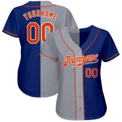 Authentic Jersey Baseball Royal Orange-Gray Custom Split Fashion Authentic Jersey Baseball Royal Orange-Gray Custom Split Fashion