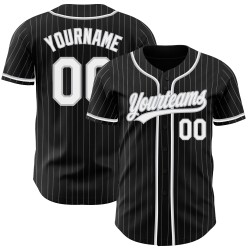 Custom Pinstripe Gray Jersey Authentic White Baseball Black
