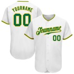 Green-Gold Jersey Kelly Baseball White Custom Authentic Green-Gold Jersey Kelly Baseball White Custom Authentic