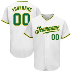 Green-Gold Jersey Kelly Baseball White Custom Authentic