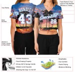 Women's Baseball Blue Light White-Light Custom 3D Cropped Trees Blue V-Neck Palm Hawaii Jersey Women's Baseball Blue Light White-Light Custom 3D Cropped Trees Blue V-Neck Palm Hawaii Jersey