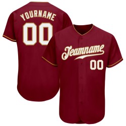 Crimson Jersey Authentic Baseball Gold Custom White-Old