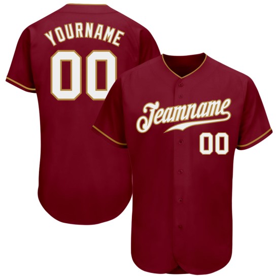 Crimson Jersey Authentic Baseball Gold Custom White-Old Crimson Jersey Authentic Baseball Gold Custom White-Old