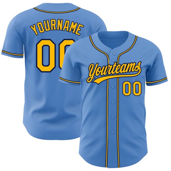 Custom Blue Powder Jersey Baseball Authentic Yellow-Navy Custom Blue Powder Jersey Baseball Authentic Yellow-Navy