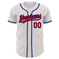 Red-Royal Baseball Jersey Pinstripe Authentic White Custom Red Red-Royal Baseball Jersey Pinstripe Authentic White Custom Red