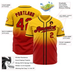 Jersey Red-Black Yellow Fade Authentic Baseball Fashion Custom Jersey Red-Black Yellow Fade Authentic Baseball Fashion Custom