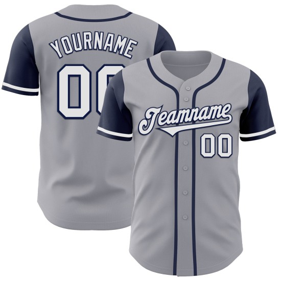 Baseball White-Navy Jersey Authentic Gray Two Custom Tone Baseball White-Navy Jersey Authentic Gray Two Custom Tone