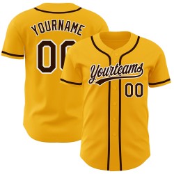 Authentic Custom Baseball Gold Brown-White Jersey