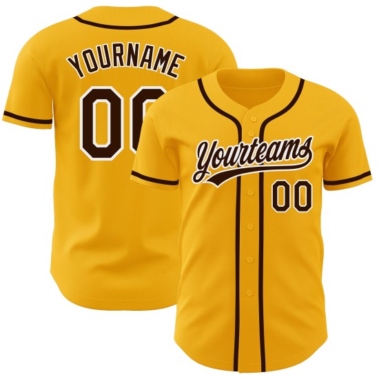 Authentic Custom Baseball Gold Brown-White Jersey Authentic Custom Baseball Gold Brown-White Jersey