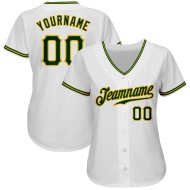 Authentic Baseball Jersey White Green-Gold Custom Authentic Baseball Jersey White Green-Gold Custom