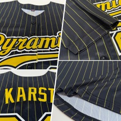 Custom Black Old Gold Pinstripe Old Gold-White Authentic Baseball Jersey Custom Black Old Gold Pinstripe Old Gold-White Authentic Baseball Jersey