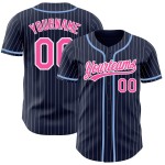 Navy White Authentic Baseball Pinstripe Jersey Custom Pink Navy White Authentic Baseball Pinstripe Jersey Custom Pink