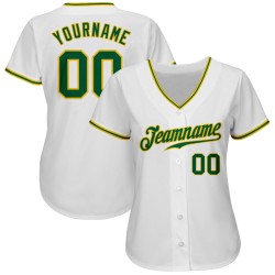 Green-Gold Jersey Kelly Baseball White Custom Authentic Green-Gold Jersey Kelly Baseball White Custom Authentic