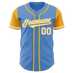 Powder Tone Blue White-Gold Custom Jersey Two Authentic Baseball Powder Tone Blue White-Gold Custom Jersey Two Authentic Baseball
