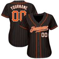 Custom Black Orange Pinstripe Orange-White Authentic Baseball Jersey Custom Black Orange Pinstripe Orange-White Authentic Baseball Jersey