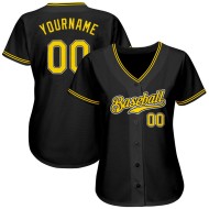 Authentic Jersey Custom Black Baseball Gold-White Authentic Jersey Custom Black Baseball Gold-White