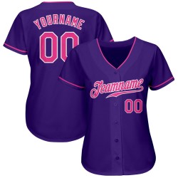 Authentic Purple Jersey Pink-White Custom Baseball Authentic Purple Jersey Pink-White Custom Baseball